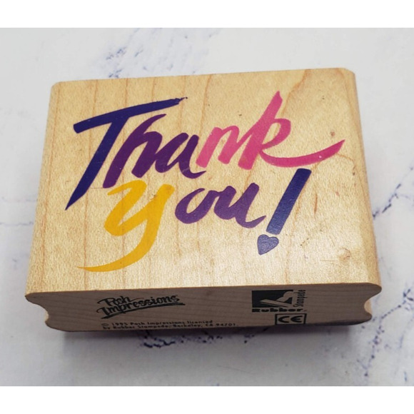 Thank You! Phrase in Brushstroke Font Posh Impressions Rubber Stampede Stamp - Picture 1 of 7